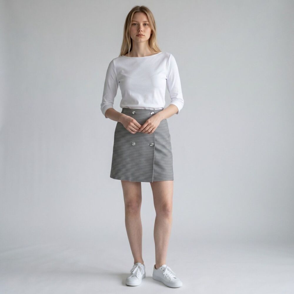 The Limited A-line Blue & Ivory Striped Sailor Style Skirt Womens 6 S small